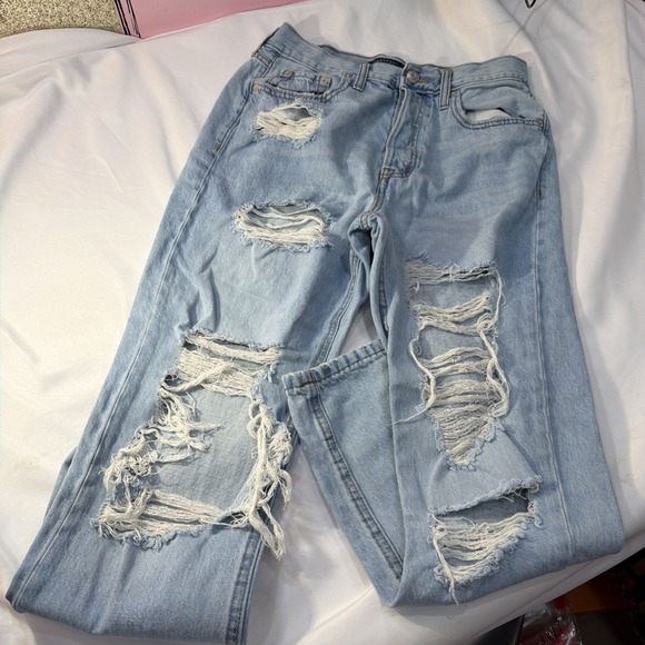 Aéropostale Denim - AERO Jeans Womens  8 90s SuperHigh Rise Straight Button FlyDenim Pants Light 223